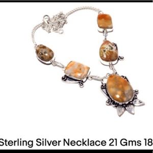 New Sterling Natural Stone Statement necklace